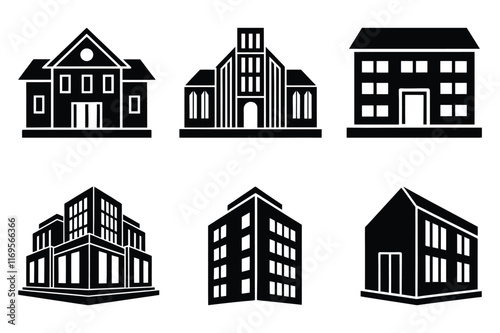Set of building silhouette vector illustration