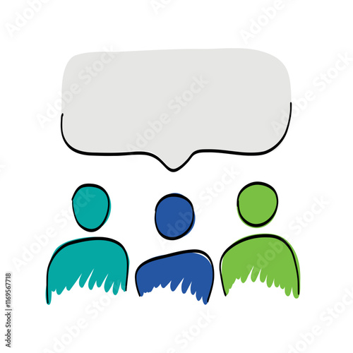 Illustration of People in Conversation with Speech Bubble