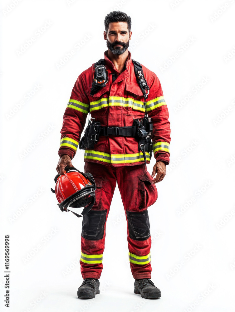 Portrait of a Firefighter in Full Protective Gear Portrait of a Firefighter in Full Protective Gear