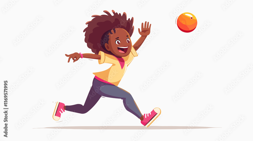 Happy Kid Character Enjoying Bowling Game on Landing Page Template Happy Kid Character Enjoying Bowling Game on Landing Page Template