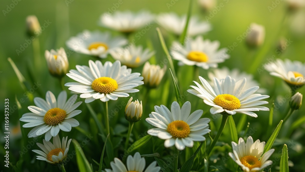 Beautiful White Daisies in Green Meadow, Spring Flowers, Nature Photography Beautiful White Daisies in Green Meadow, Spring Flowers, Nature Photography