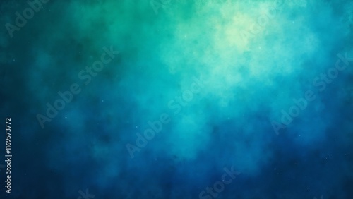 Obraz na płótnie Blue and green textured watercolor background with soft cloud-like gradient w salonie