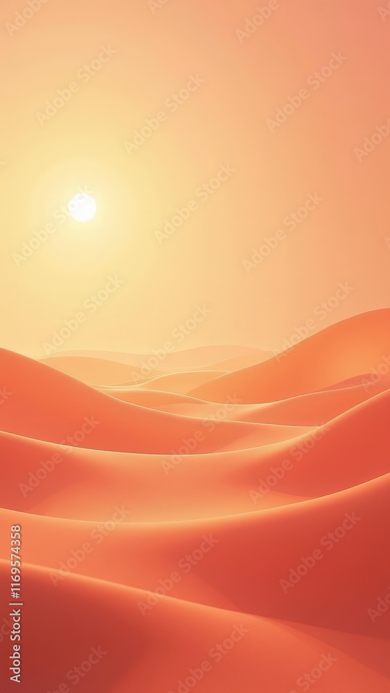 Soft glowing desert dunes at sunset with gentle orange tones and minimal composition