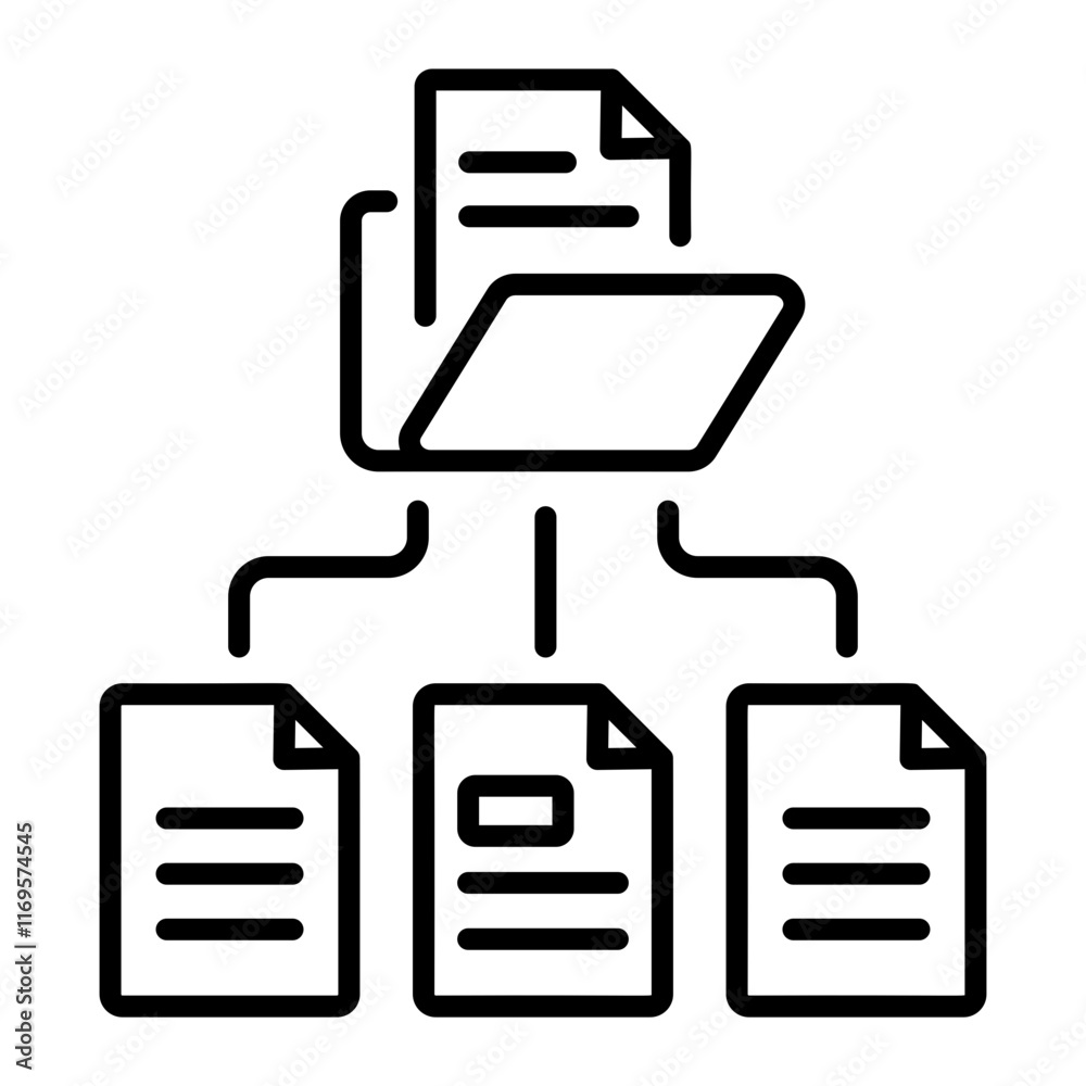 A linear icon of data folder have different files A linear icon of data folder have different files