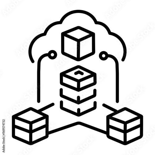 Blockchain data icon in linear style 