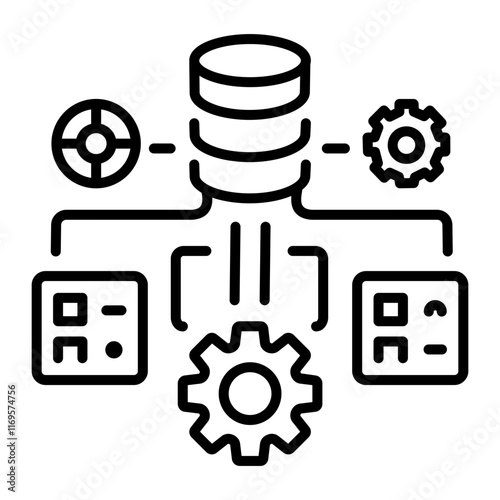 A linear style icon of data pipeline 