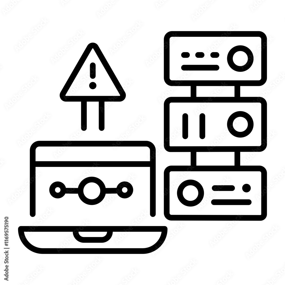 A linear icon of storage error A linear icon of storage error
