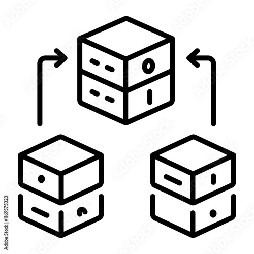 A line style icon of partitioned storage 