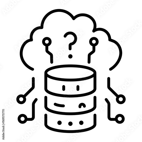 Cloud query icon in linear style 