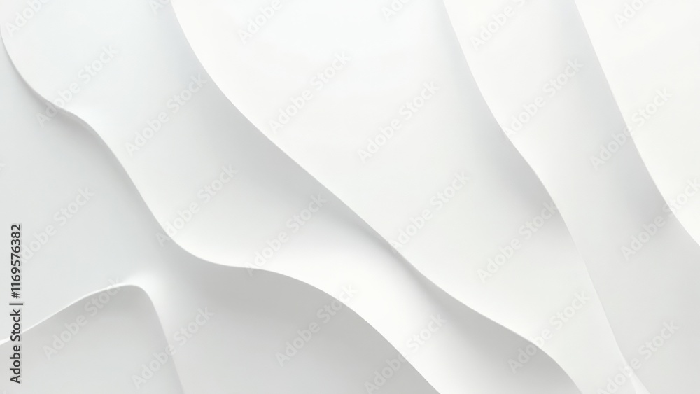 White flowing abstract 3D waves on a seamless background