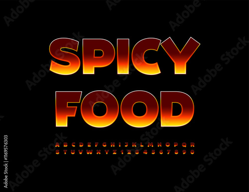 Vector Fire sign Spicy Food. Trendy Burning Font. Bright Flame Alphabet Letters and Numbers set.