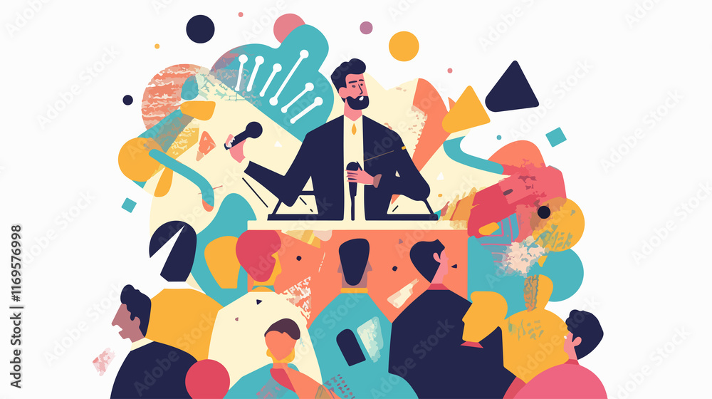 Εκτύπωση καμβά Professional Oratory Lessons in Mixed Media Flat Vector Isolated Image