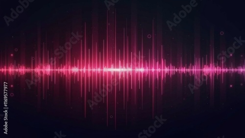 Pink and red neon soundwave visualization against a dark futuristic background