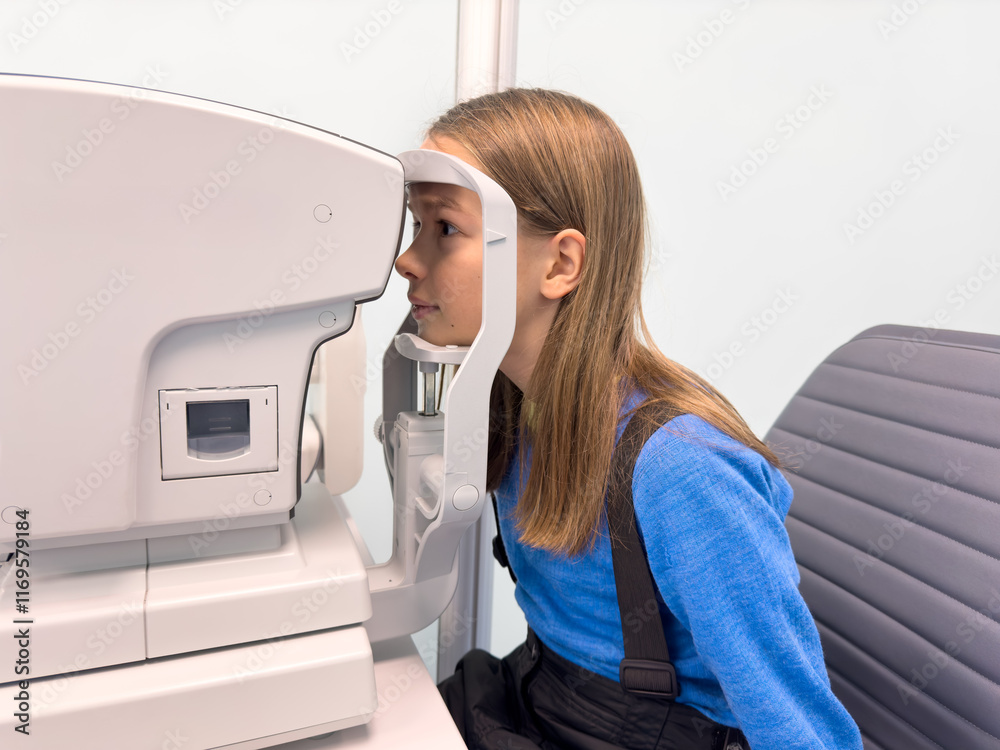 Poster Optometrist performing visual test of child – Wall Art | UkPosters