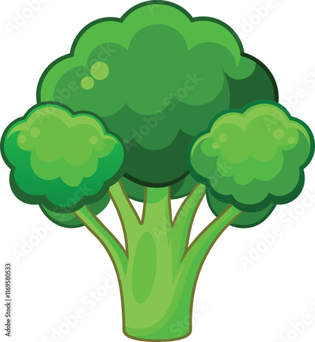 Broccoli  in cartoon style on a white background. Vector illustration.