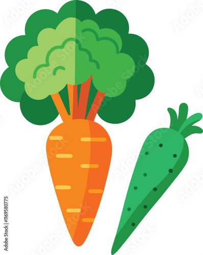 carrot broccoli with white background 