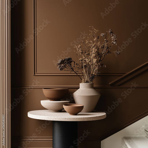Obraz na płótnie Kolory roku 2025 - pantone 17-1230 mocha mousse w salonie