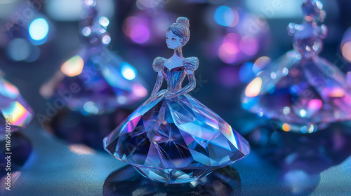 cindrella girl shiny brilliant shaped crystal isolated on 3 d awesome background photo