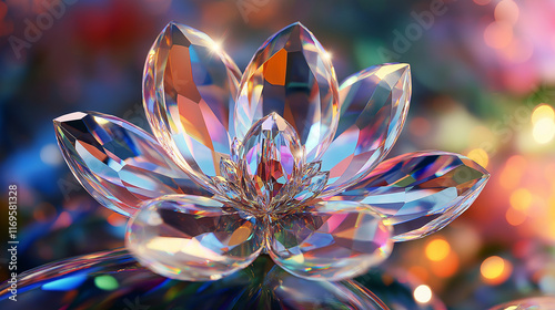 flower shiny brilliant shaped crystal isolated on 3 d awesome background photo