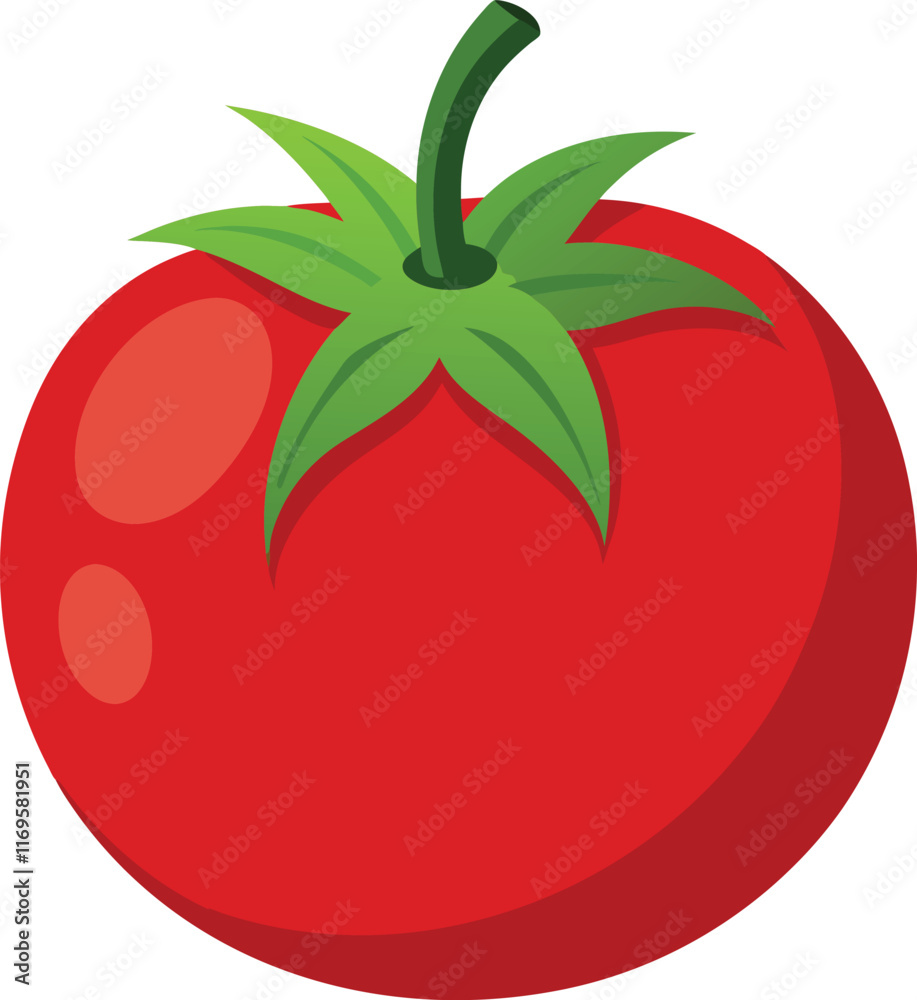 Tomato isolated. Tomato on white background. Perfect retouched tomato side view.