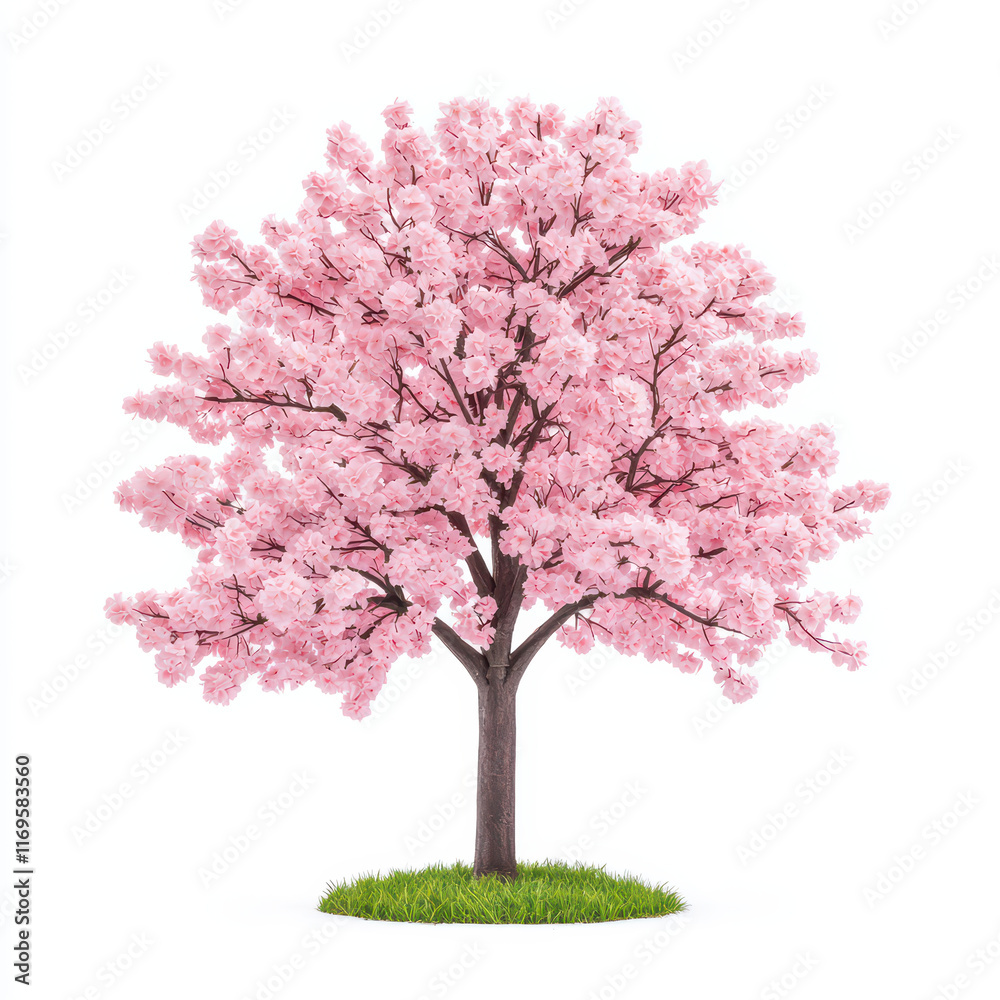 Fototapeta premium beautiful pink tree with blossoms on white background