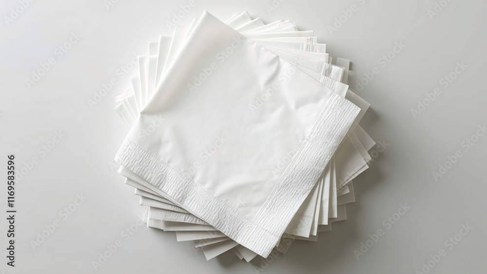 Stack of White Paper Napkins, Clean and Crisp, Festive Table Setting Stack of White Paper Napkins, Clean and Crisp, Festive Table Setting