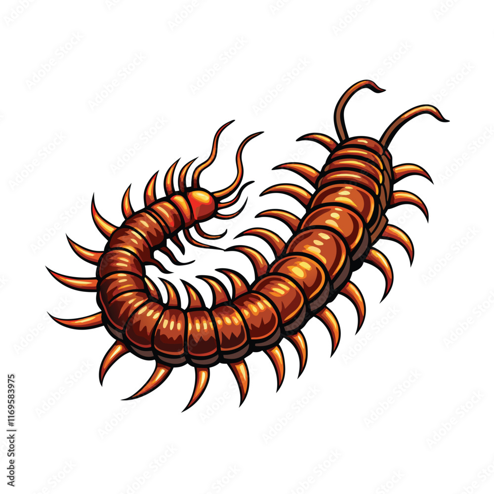 Fototapeta premium Detailed vector illustration of a centipede with its number 