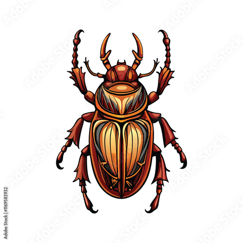 Detailed vector illustration of a beetle's exoskeleton, featuring intricate details and vibrant colors.