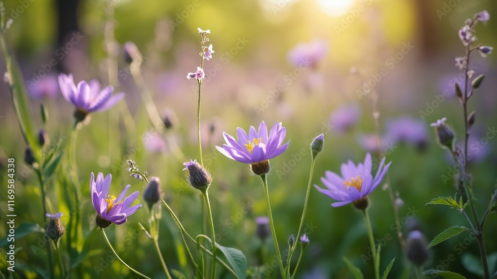 Vibrant Purple Wildflowers in a Sunny Meadow Vibrant Purple Wildflowers in a Sunny Meadow