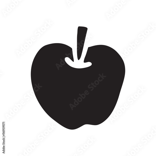 Apple doodle icon hand drawn in flat style. Vector illustration isolated on white background