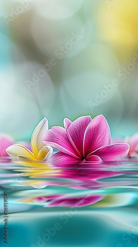 Tranquil Plumeria Flowers Floating on Water. Generative ai