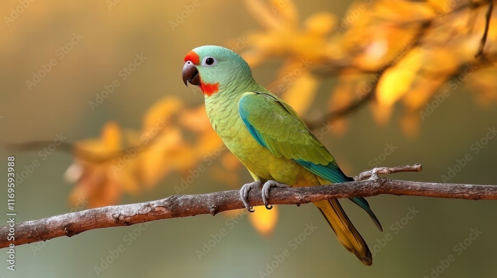 Indian ringneck parakeet perching on a branch Indian ringneck parakeet perching on a branch