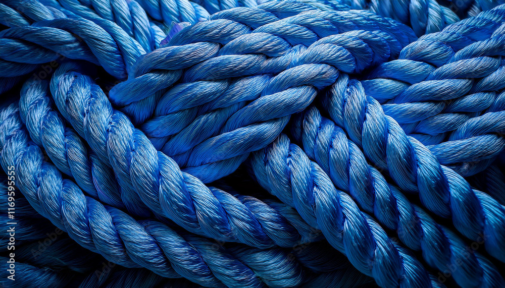 a near up shot of a thick blue rope woven collectively showing the elaborate information of the strands and the texture of the material a near up shot of a thick blue rope woven collectively showing the elaborate information of the strands and the texture of the material