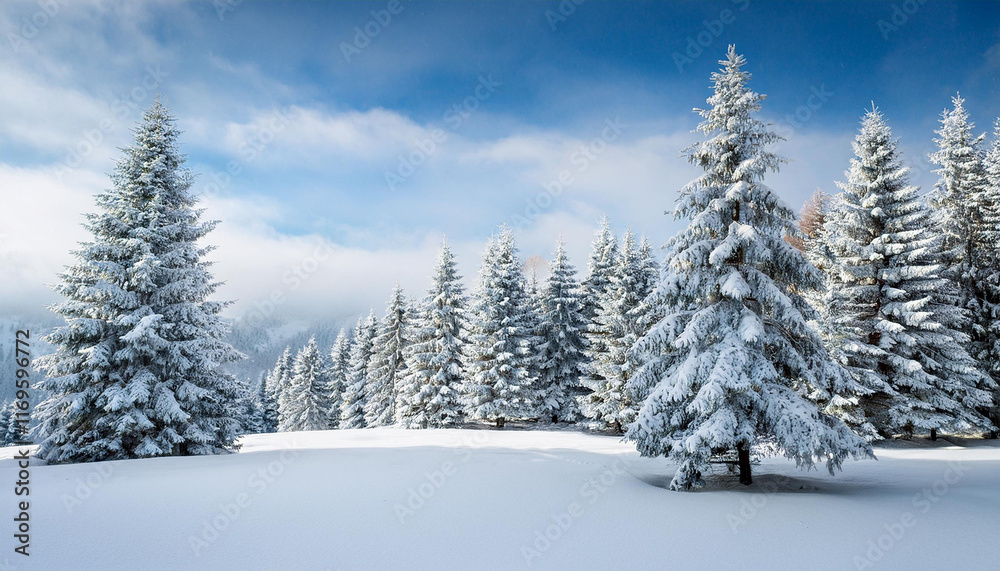 christmas background with snowy fir trees christmas background with snowy fir trees