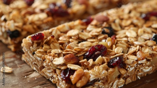 Healthy granola bars with nuts and dried berries for a delicious snack option photo