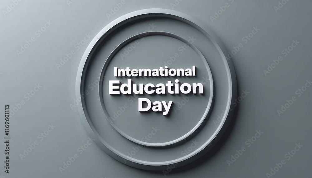 International Education Day text on circular layered gray background International Education Day text on circular layered gray background