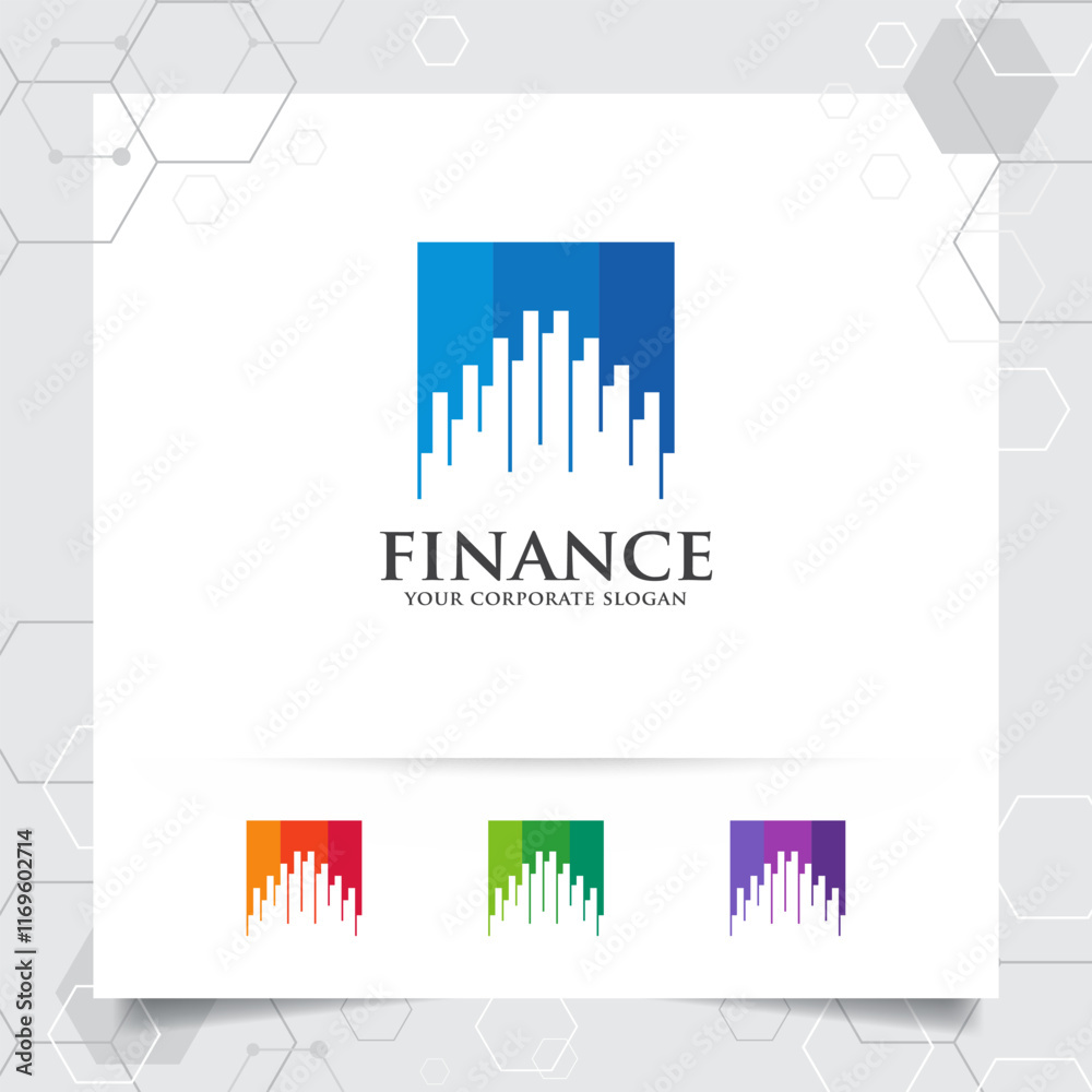 Naklejka premium Business finance logo design with arrow vector and statistic symbol for investment ,data analyst ,financial company.