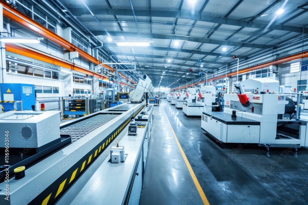 Obraz premium Modern Automated Machinery in a Factory. Generative ai.