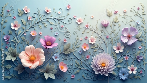 Elegant 3D Paper Flowers Botanical Wall Art