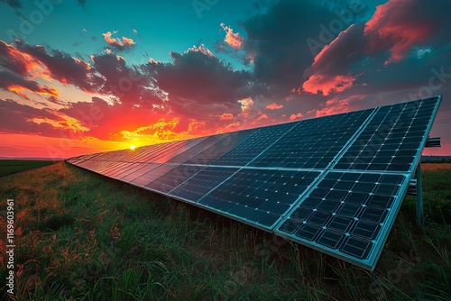 A large solar panel farm producing green energy in Senegal
