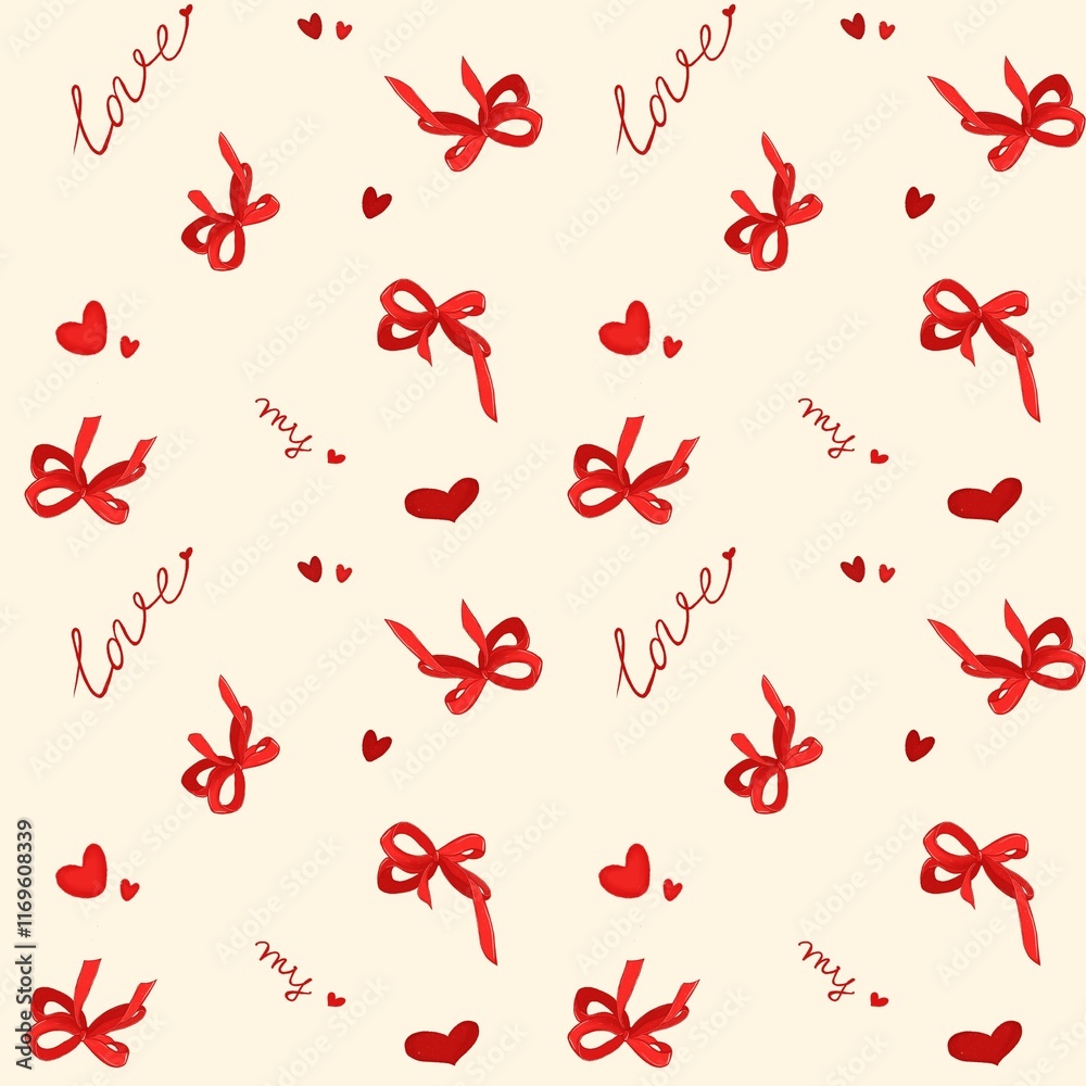 Pattern with little red bows