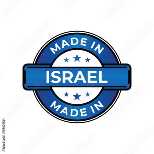 Made in Israel label icon emblem isolated on white background