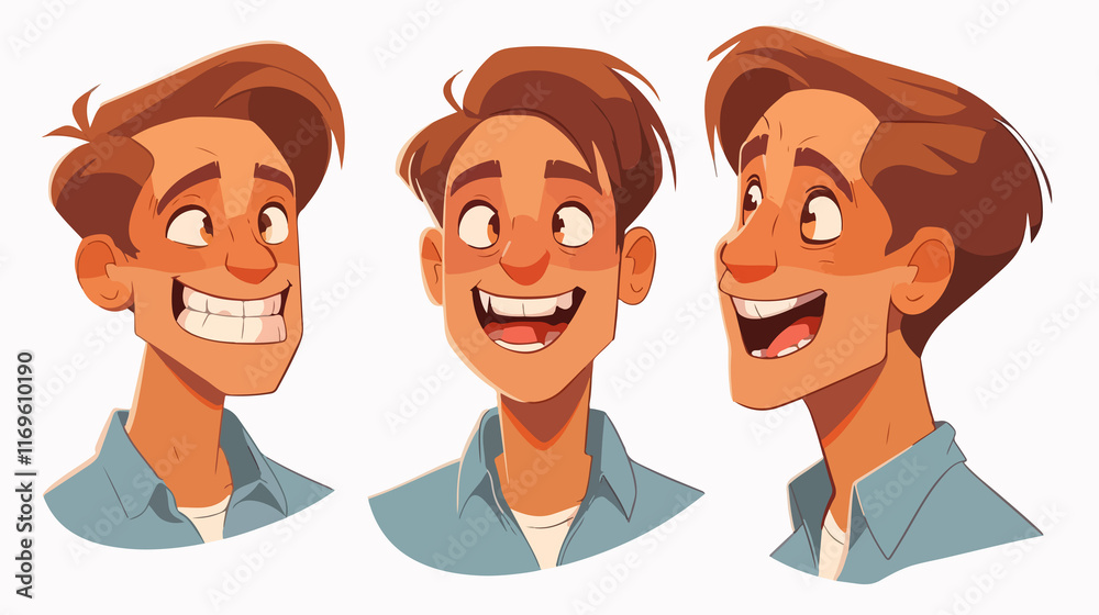 Joyful Male Character Smiling Happily - Man with Braces Joyful Male Character Smiling Happily - Man with Braces