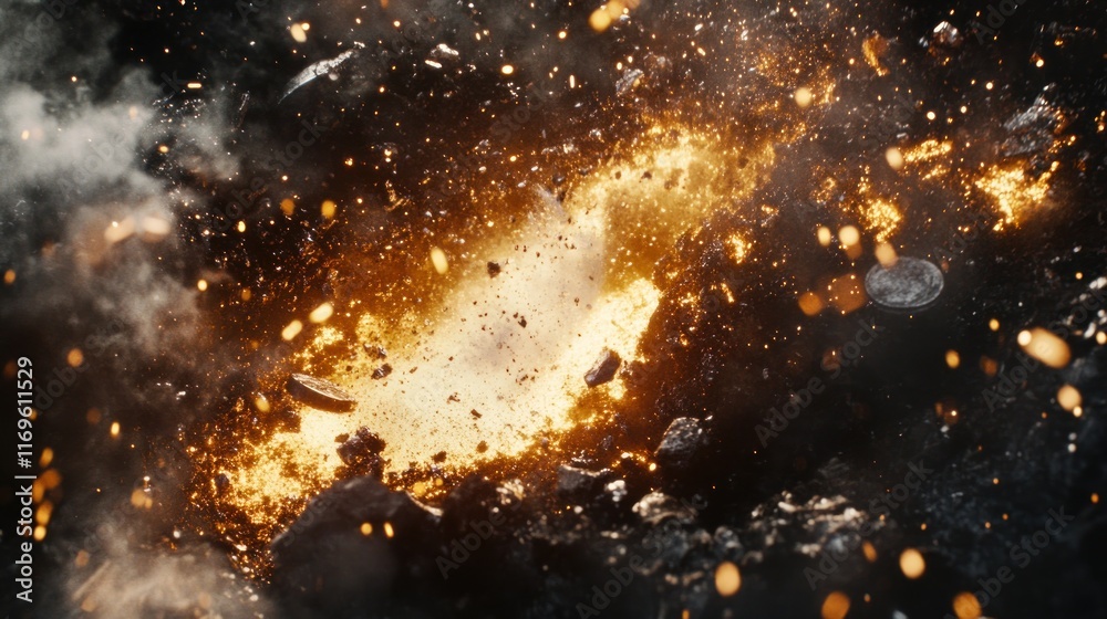 Obraz premium Fiery Molten Metal Explosion With Sparks