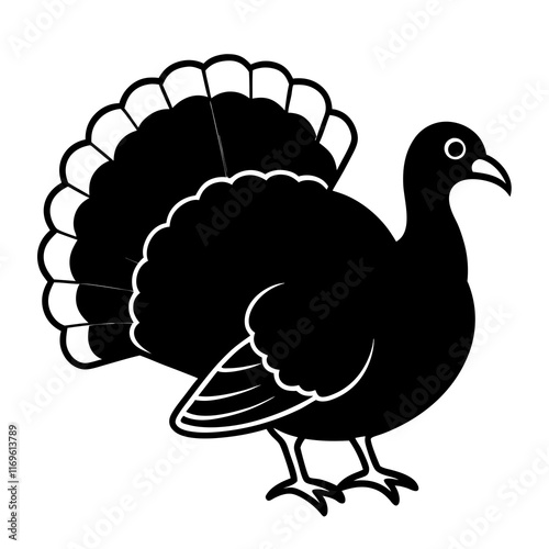 Simple Black Thanksgiving Turkey Silhouette on White Background photo