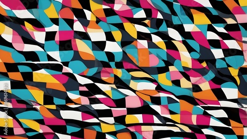 "An '80s-inspired checkered pattern in vibrant colors."

