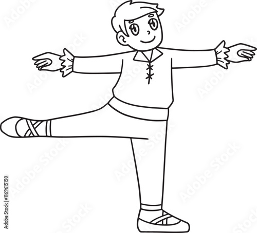Ballet Danseur doing Fondu Isolated Coloring Page 