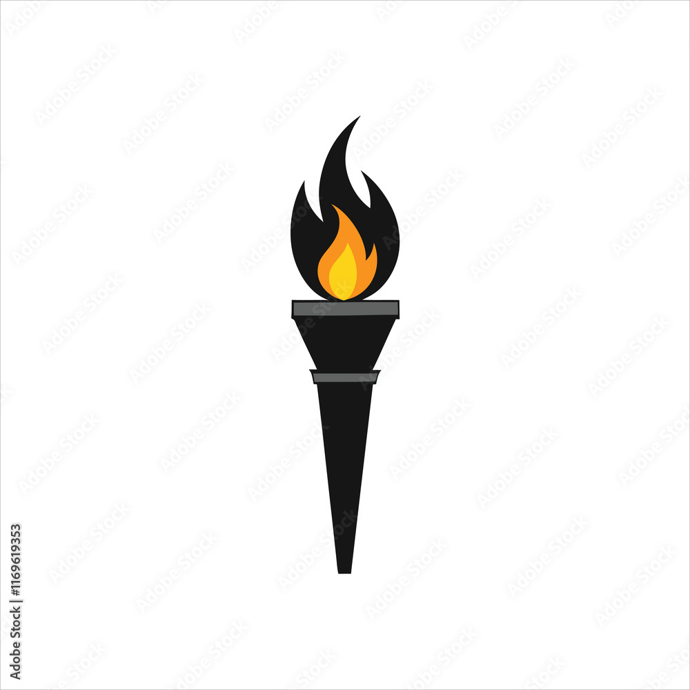 Fire Torch Silhouette with Flames Vector Illustration Fire Torch Silhouette with Flames Vector Illustration