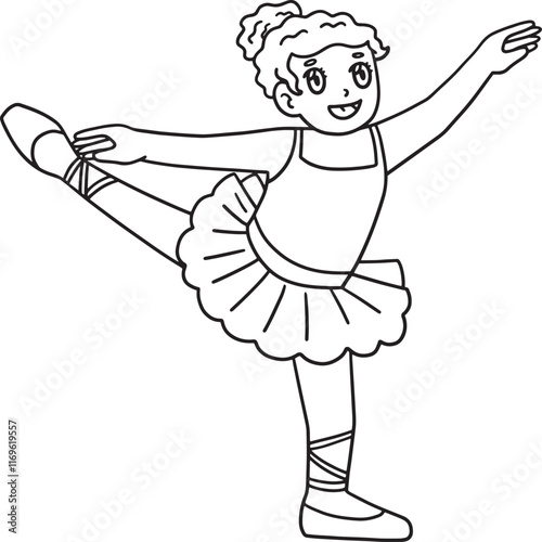 Ballerina doing a Fondu Isolated Coloring Page 