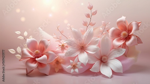 Wallpaper Mural Elegant Pink and White Floral Arrangement AI Art Torontodigital.ca